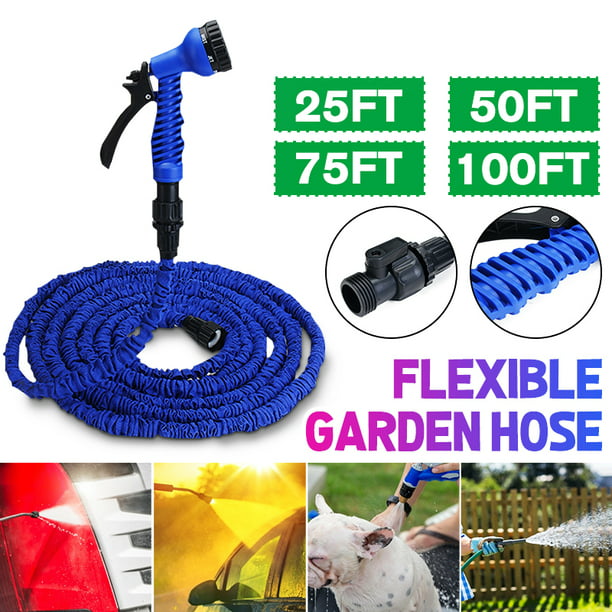 Home Garden Flexible Magic Hose 25 50 75 100FT Car Wash Water Pipe Spray Nozzle